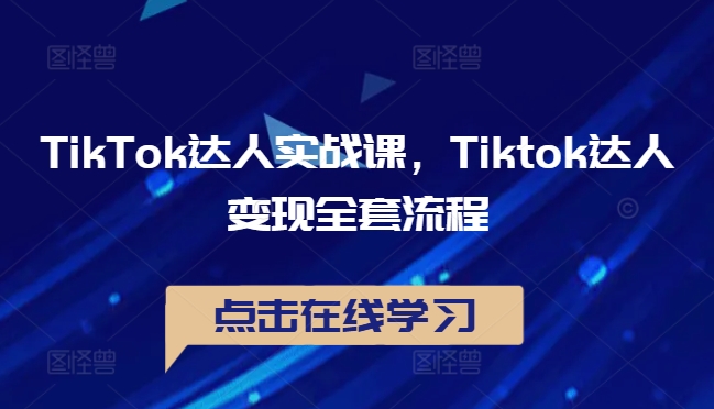 TikTok达人实战课，Tiktok达人变现全套流程-优优云网创