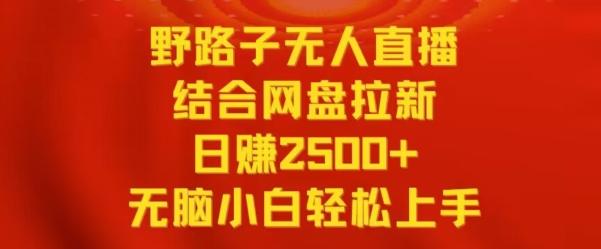 野路子无人直播结合网盘拉新，日赚2500+，小白无脑轻松上手【揭秘】-优优云网创