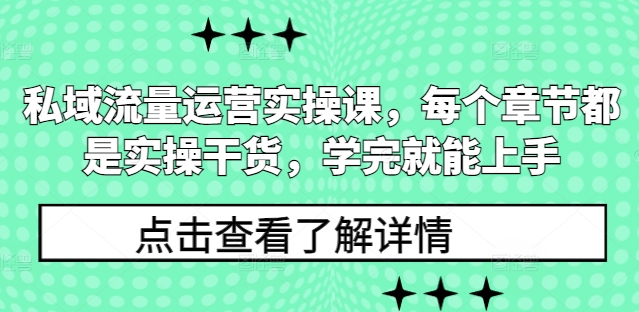 私域流量运营实操课，每个章节都是实操干货，学完就能上手-优优云网创
