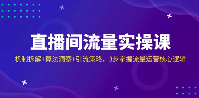 直播间流量实操课：机制拆解+算法洞察+引流策略，3步掌握流量运营核心逻辑-优优云网创