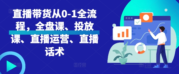 直播带货从0-1全流程，全盘课、投放课、直播运营、直播话术-优优云网创