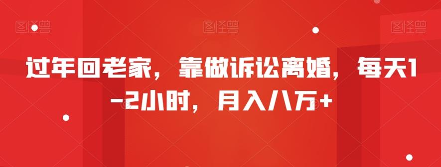 过年回老家，靠做诉讼离婚，每天1-2小时，月入八万+-优优云网创