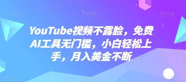 YouTube视频不露脸，免费AI工具无门槛，小白轻松上手，月入美金不断【揭秘】-优优云网创