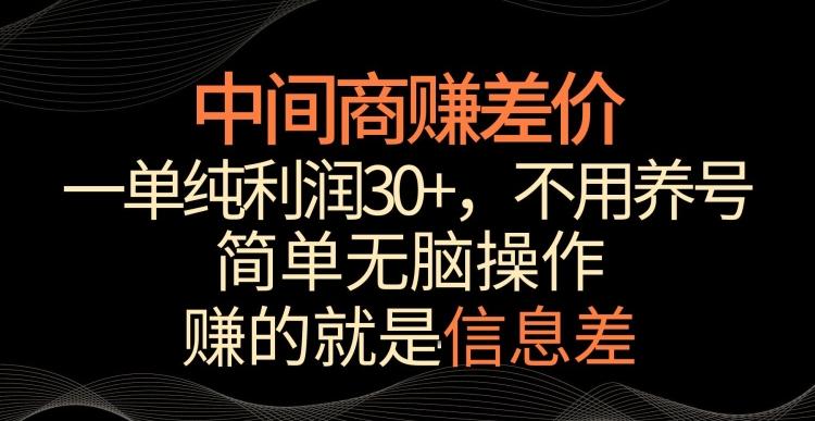 中间商赚差价，一单纯利润30+，简单无脑操作，赚的就是信息差，轻轻松松日入1000+【揭秘】-优优云网创