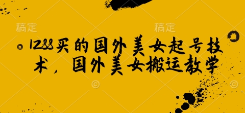 1288买的国外美女起号技术，国外美女搬运教学-优优云网创