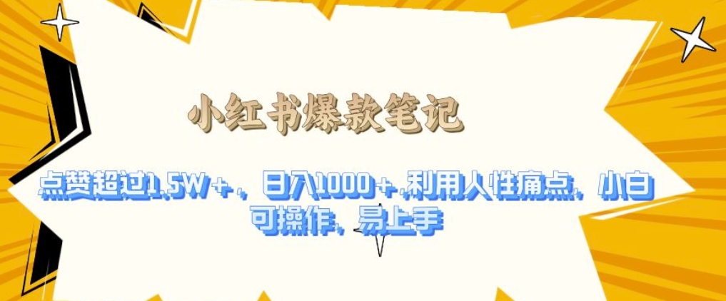 利用人性的痛点，打造爆款笔记，获得点赞超过1.5W+，日入1k【揭秘】-优优云网创