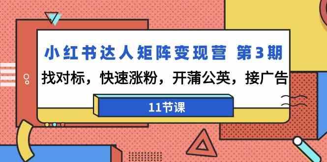 小红书达人矩阵变现营第3期，找对标，快速涨粉，开蒲公英，接广告(11节课)-优优云网创