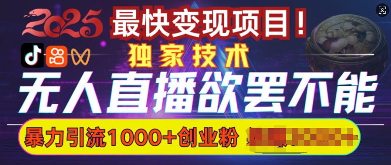 欲罢不能的无人直播引流，超暴力日引流1000+高质量精准创业粉-优优云网创