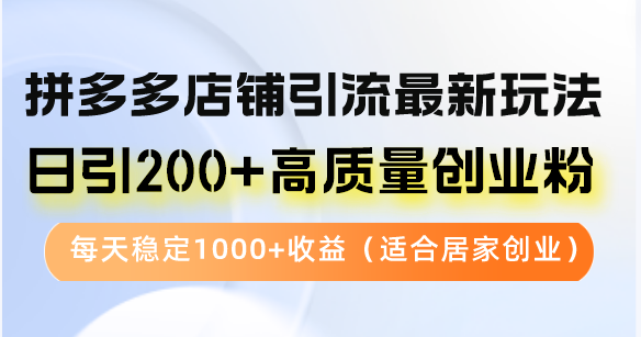 拼多多店铺引流最新玩法，日引200+高质量创业粉，每天稳定1000+收益(…-优优云网创