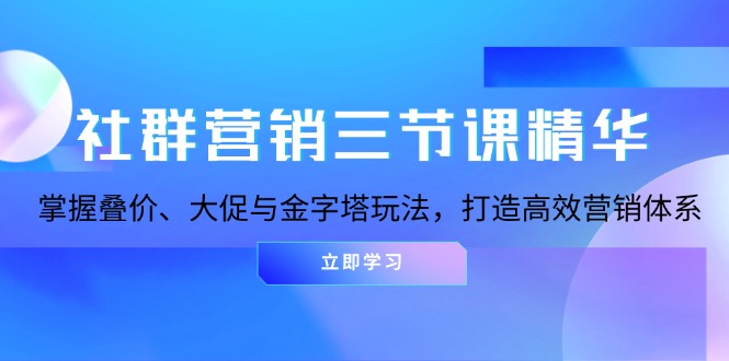 社群营销三节课精华：掌握叠价、大促与金字塔玩法，打造高效营销体系-优优云网创