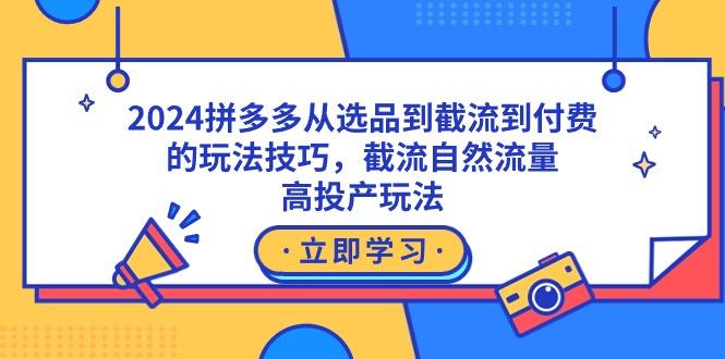 2024拼多多从选品到截流到付费的玩法技巧，截流自然流量玩法，高投产玩法-优优云网创