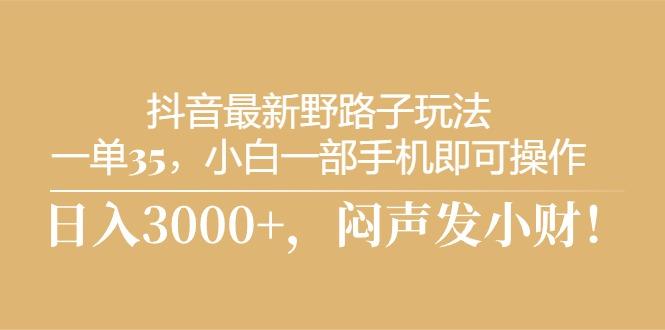 抖音最新野路子玩法，一单35，小白一部手机即可操作，，日入3000+，闷…-优优云网创