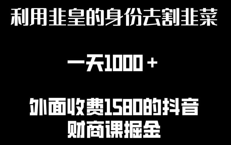 利用非皇的身份去割韭菜，一天1000+(附详细资源)【揭秘】-优优云网创