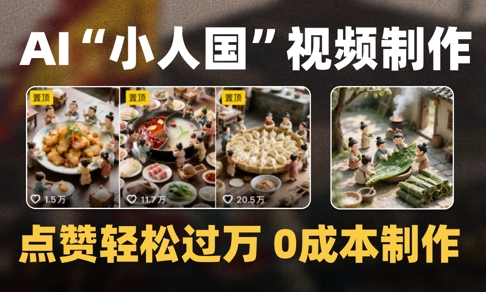 爆款1000W+播放微缩景观迷你小人国AI视频0成本制作全流程教学-优优云网创
