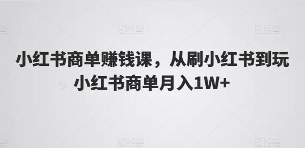 小红书商单赚钱课，从刷小红书到玩小红书商单月入1W+-优优云网创