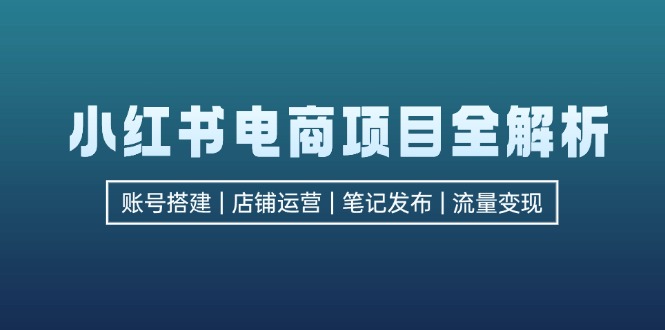 小红书电商项目全解析，包括账号搭建、店铺运营、笔记发布  实现流量变现-优优云网创
