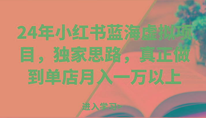 24年小红书蓝海虚拟项目，独家思路，真正做到单店月入一万以上。-优优云网创