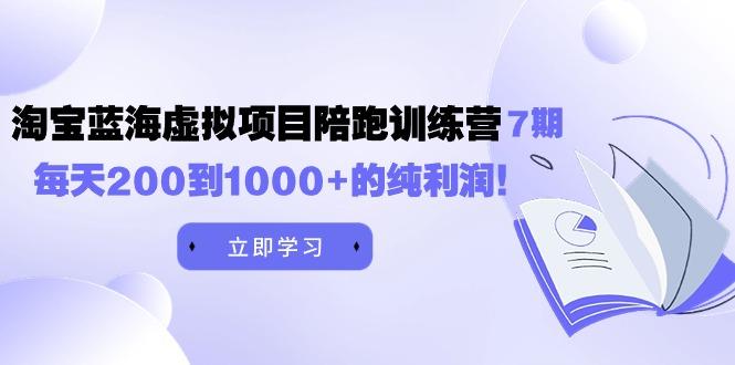 (9541期)黄岛主《淘宝蓝海虚拟项目陪跑训练营7期》每天200到1000+的纯利润-优优云网创