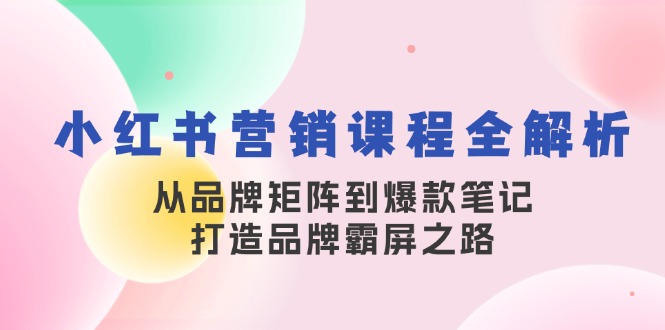 小红书营销课程全解析，从品牌矩阵到爆款笔记，打造品牌霸屏之路-优优云网创