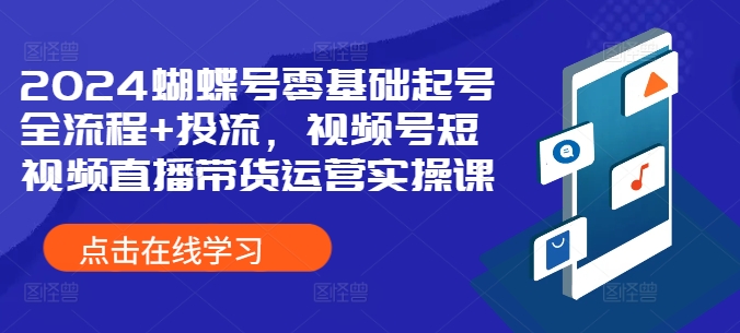 2024蝴蝶号零基础起号全流程+投流，视频号短视频直播带货运营实操课-优优云网创
