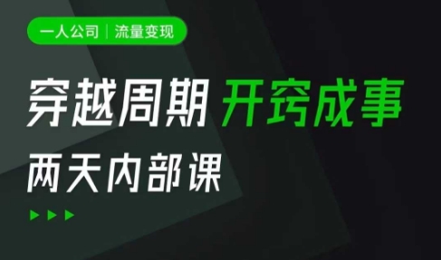一人公司：流量变现课，一人公司的方法模型拆解， 拆解富人思维，流量思维，小老板思维等-优优云网创