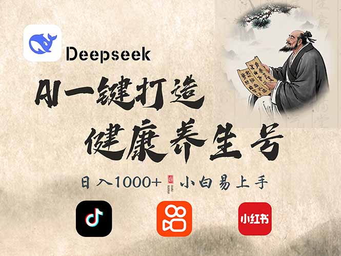 DeepSeek做养生号，一条作品涨粉2万+，轻松日入300+-优优云网创