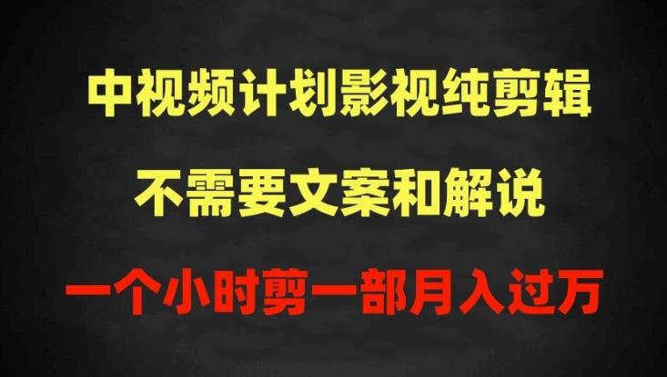 中视频计划影视纯剪辑，不需要文案和解说，一个小时剪一部，100%过原创月入过万【揭秘】-优优云网创