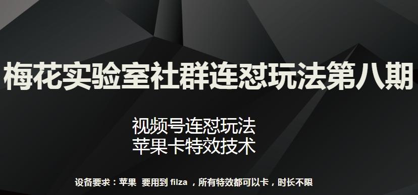梅花实验室社群连怼玩法第八期，视频号连怼玩法 苹果卡特效技术【揭秘】-优优云网创