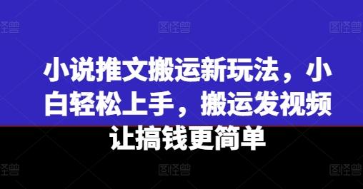 小说推文搬运新玩法，小白轻松上手，搬运发视频让搞钱更简单-优优云网创