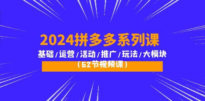 (10019期)2024拼多多系列课：基础/运营/活动/推广/玩法/大模块(62节视频课)-优优云网创