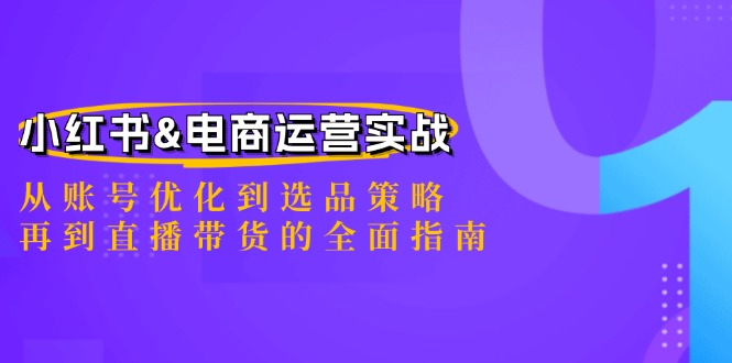 小红书&电商运营实战：从账号优化到选品策略，再到直播带货的全面指南-优优云网创