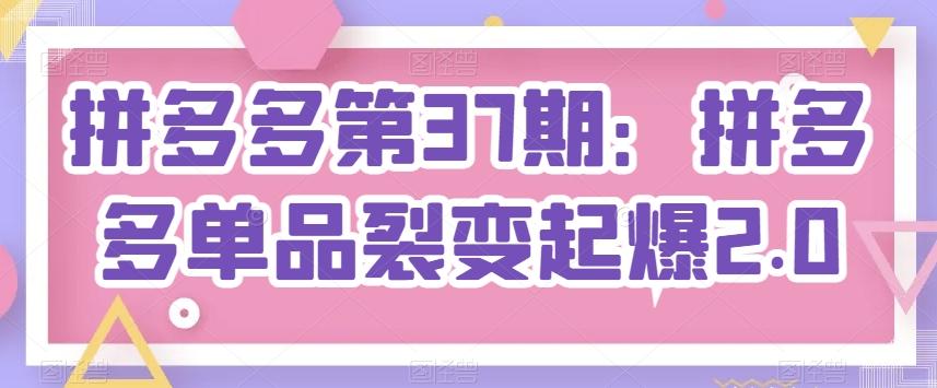 拼多多第37期：拼多多单品裂变起爆2.0-优优云网创