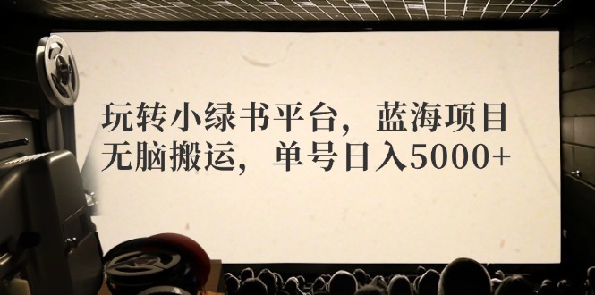 玩转小绿书平台，蓝海项目，无脑搬运，单号日入5000+-优优云网创