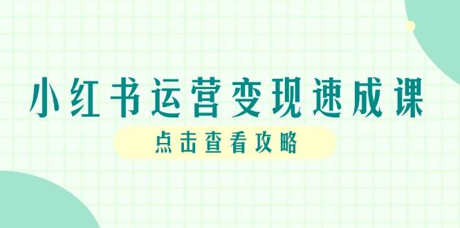 小红书运营变现速成课，账号搭建到暴力起号，个人IP全流程指南-优优云网创