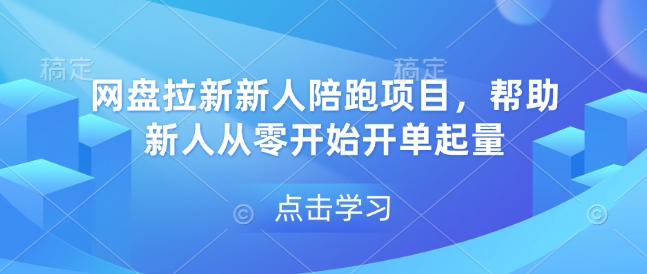 网盘拉新新人陪跑项目，帮助新人从零开始开单起量-优优云网创