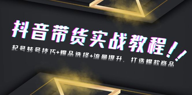 抖音带货实战教程：起号转号技巧+爆品选择+流量提升，打造爆款商品-优优云网创