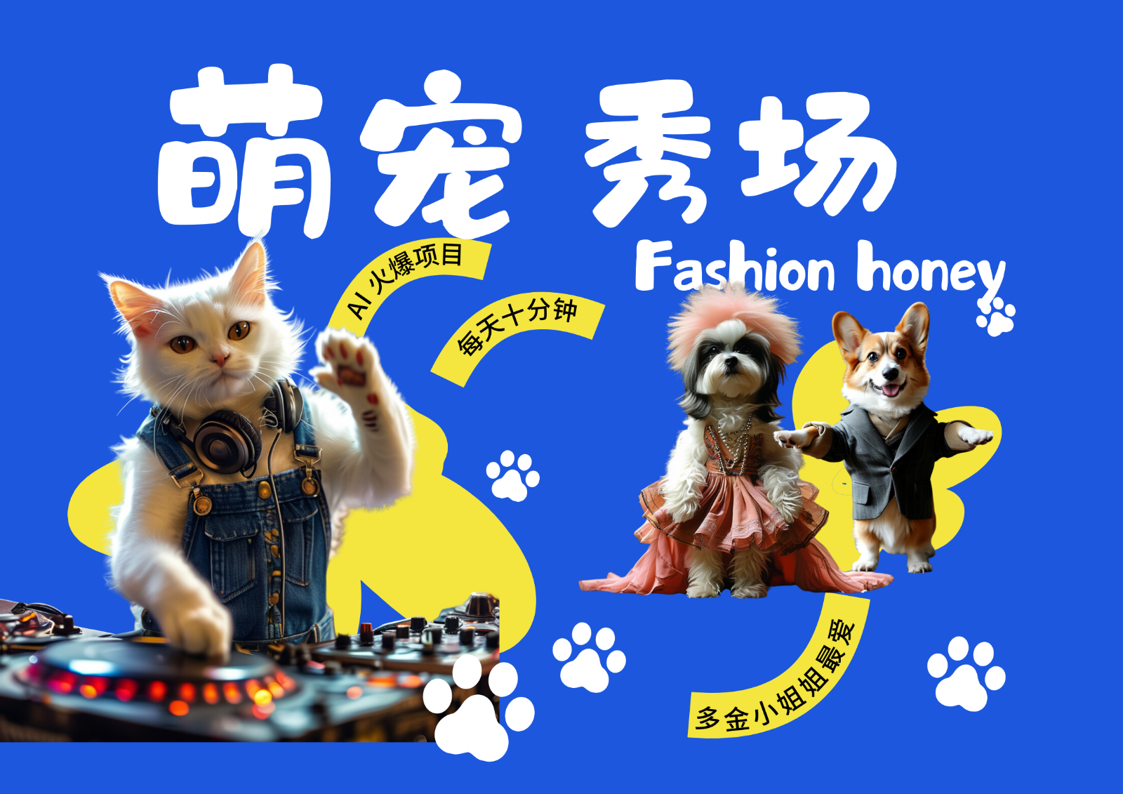 酷飒动物跳舞走秀 时尚喵FASHION汪 多金小姐姐最爱的 轻松月入破W-优优云网创