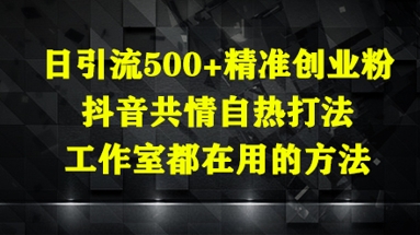 日引流500+精准创业粉，抖音共情自热打法，工作室都在用的方法-优优云网创