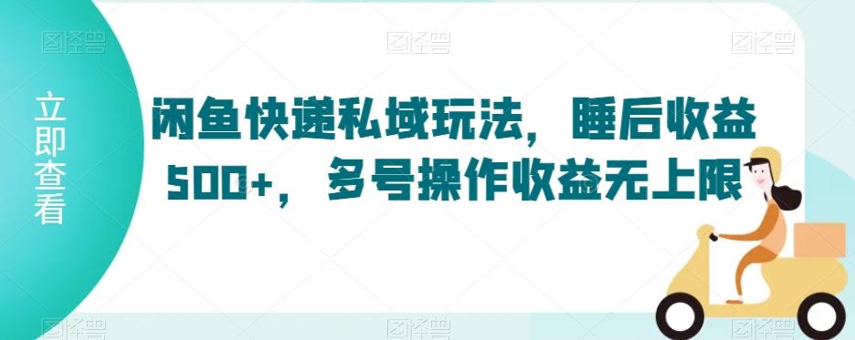 闲鱼快递私域玩法，睡后收益500+，多号操作收益无上限【揭秘】-优优云网创
