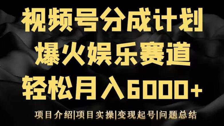 视频号创作分成计划之娱乐赛道轻松日入500+-优优云网创