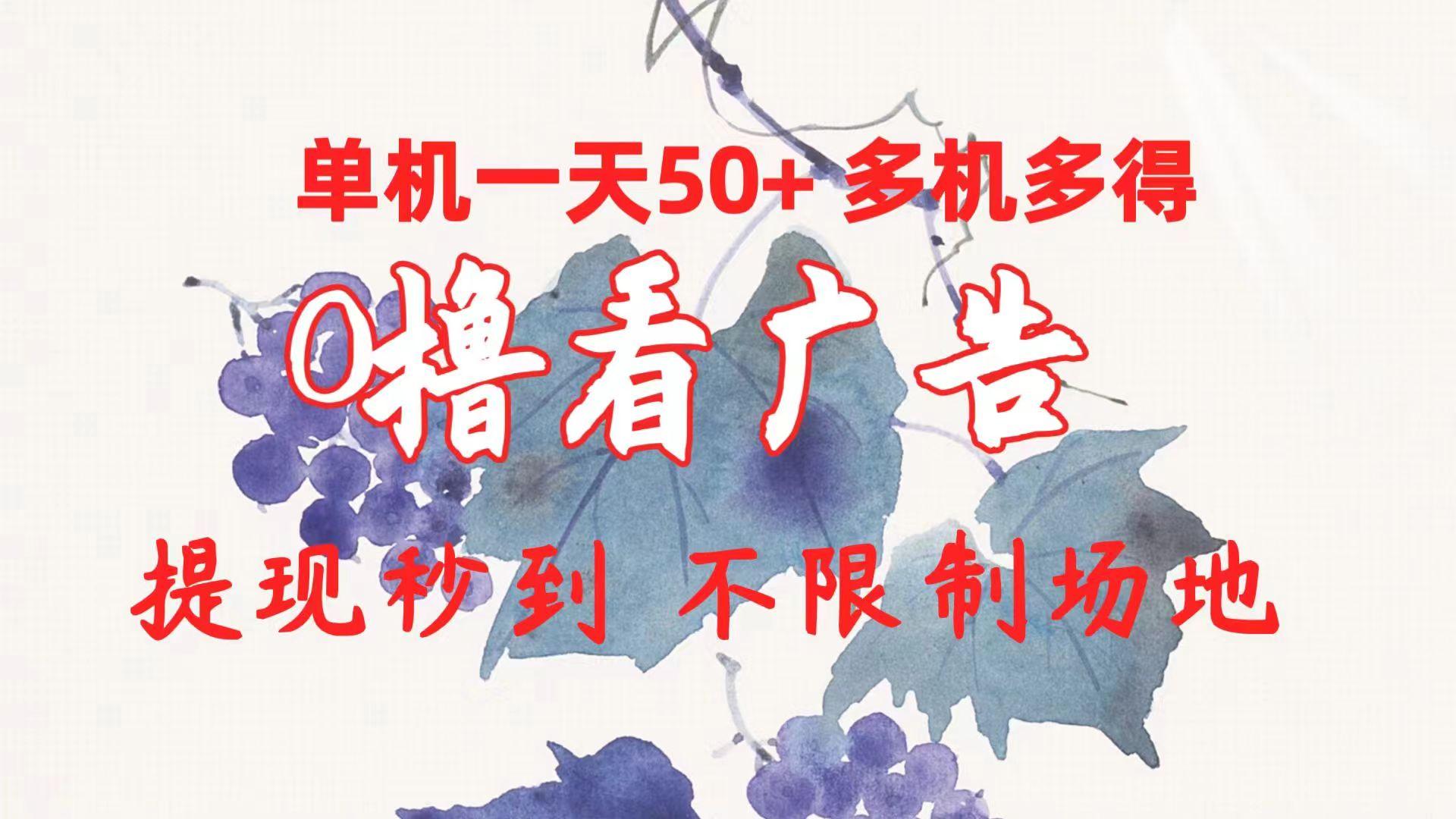 0撸看广告 单机一天50+多机多得 提现秒到 不限制场地操作-优优云网创