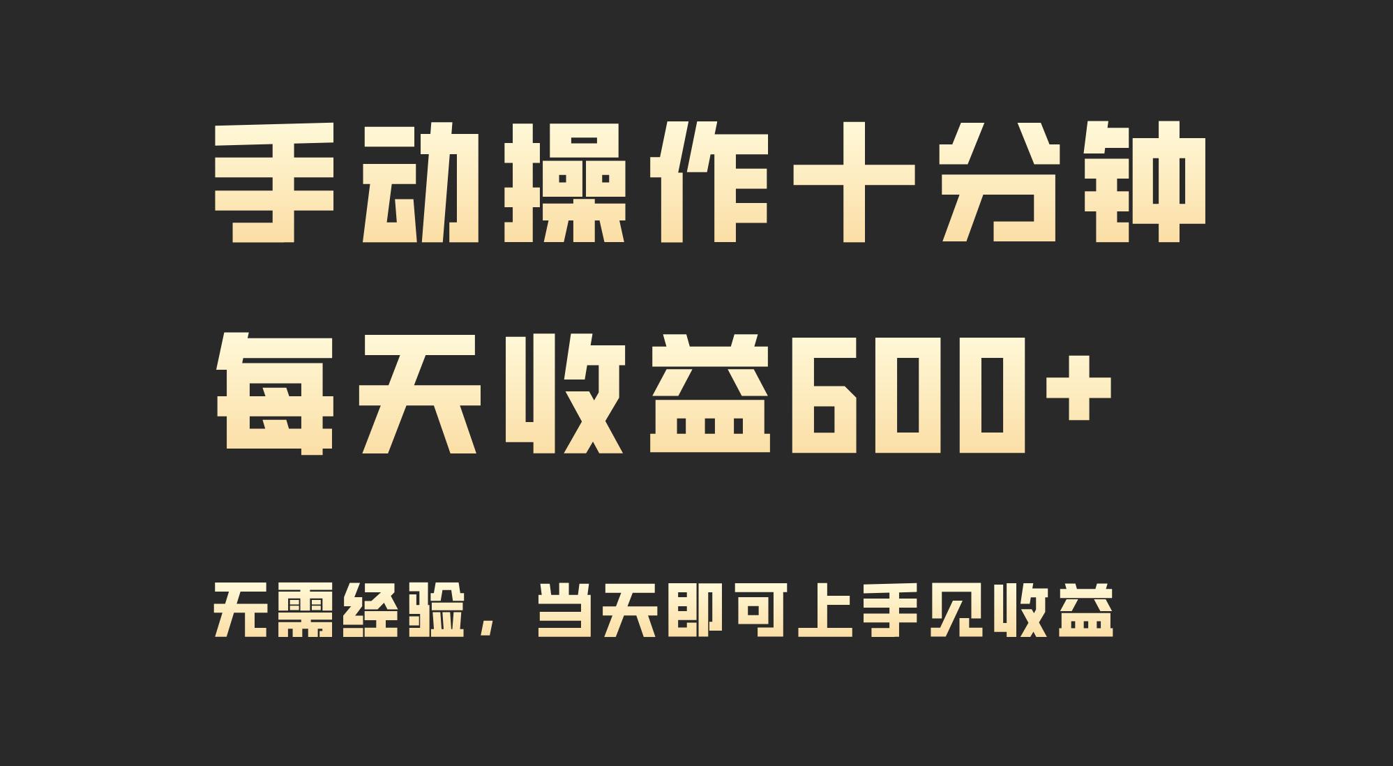 (9324期)手动操作十分钟，每天收益600+，当天实操当天见收益-优优云网创