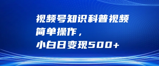 视频号知识科普视频，简单操作，小白日变现500+【揭秘】-优优云网创