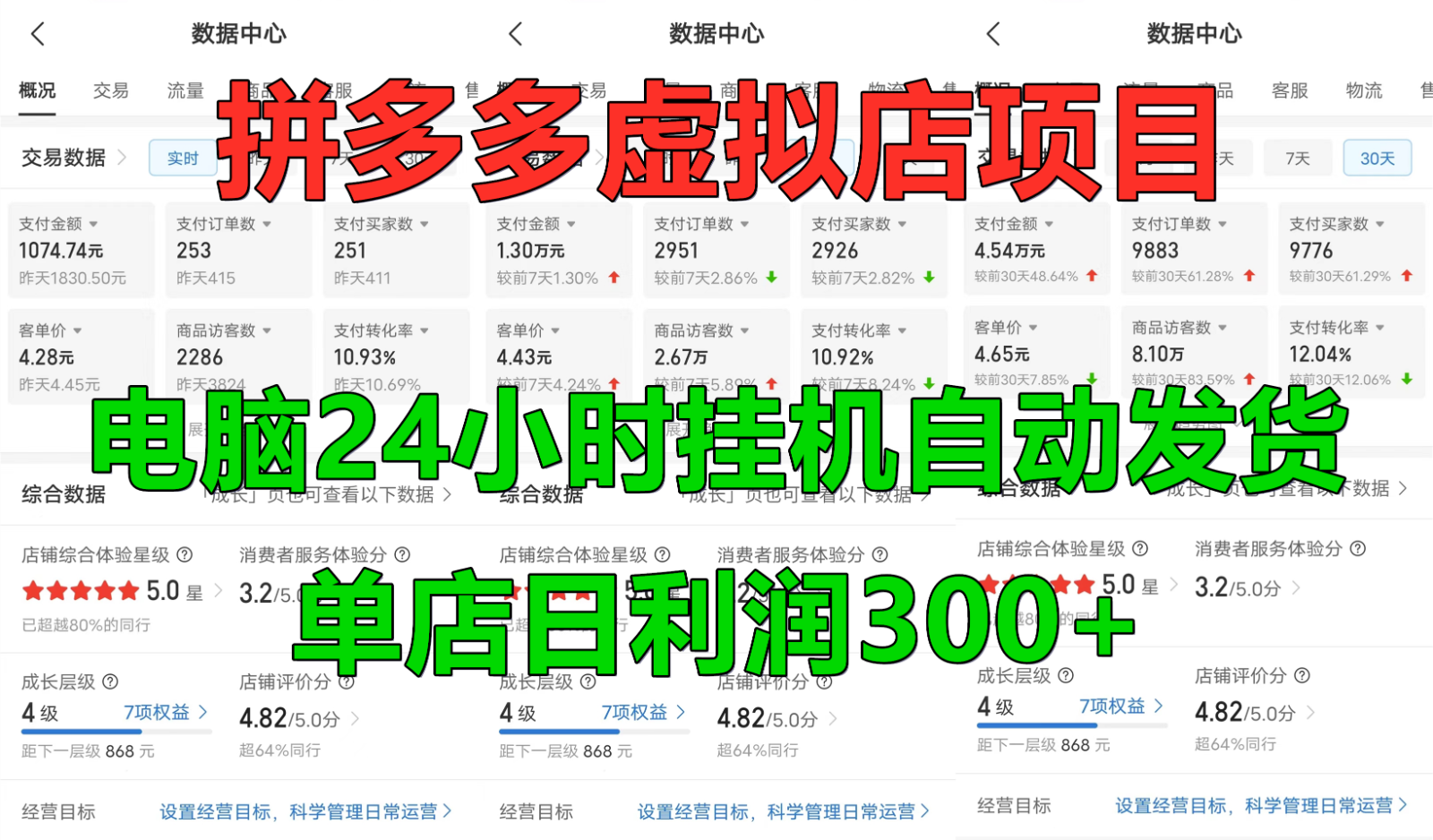 拼多多虚拟店铺项目，电脑挂机自动发货，单店日利润300+-优优云网创