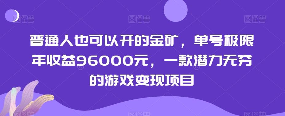 普通人也可以开的金矿，单号极限年收益96000元，一款潜力无穷的游戏变现项目【揭秘】-优优云网创