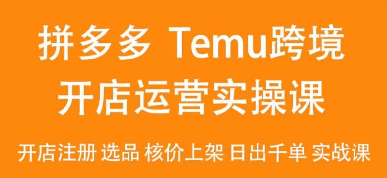 2024Temu最新玩法，Temu跨境开店运营实操课，开店注册/选品/核价上架/日出千单实战课-优优云网创