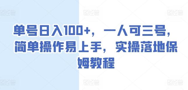 单号日入100+，一人可三号，简单操作易上手，实操落地保姆教程【揭秘】-优优云网创
