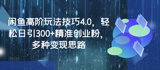闲鱼高阶玩法技巧4.0，轻松日引300+精准创业粉，多种变现思路-优优云网创