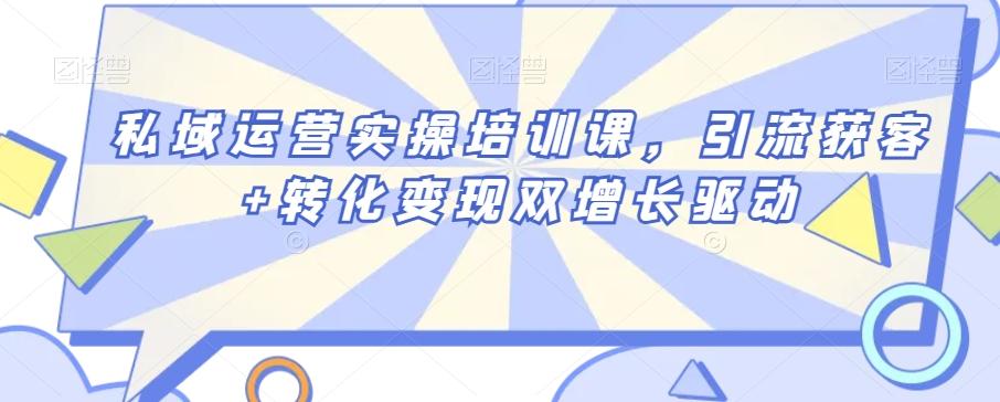 私域运营实操培训课，引流获客+转化变现双增长驱动-优优云网创