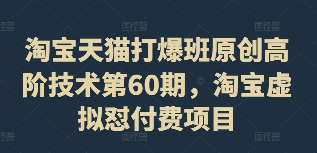 淘宝天猫打爆班原创高阶技术第60期，淘宝虚拟怼付费项目-优优云网创